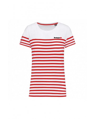 Marinière femme Bretagne blanc rouge