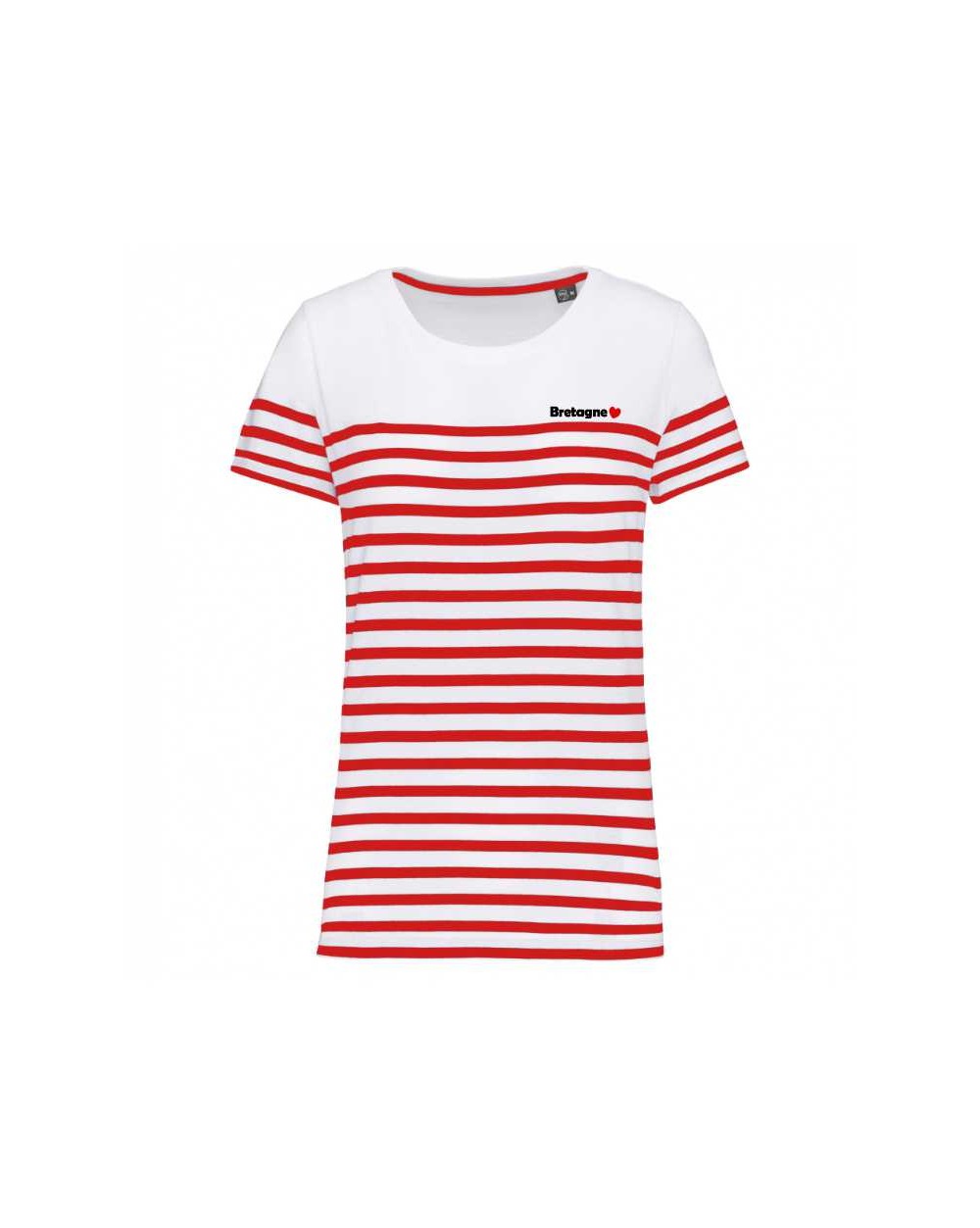Marinière femme Bretagne blanc rouge